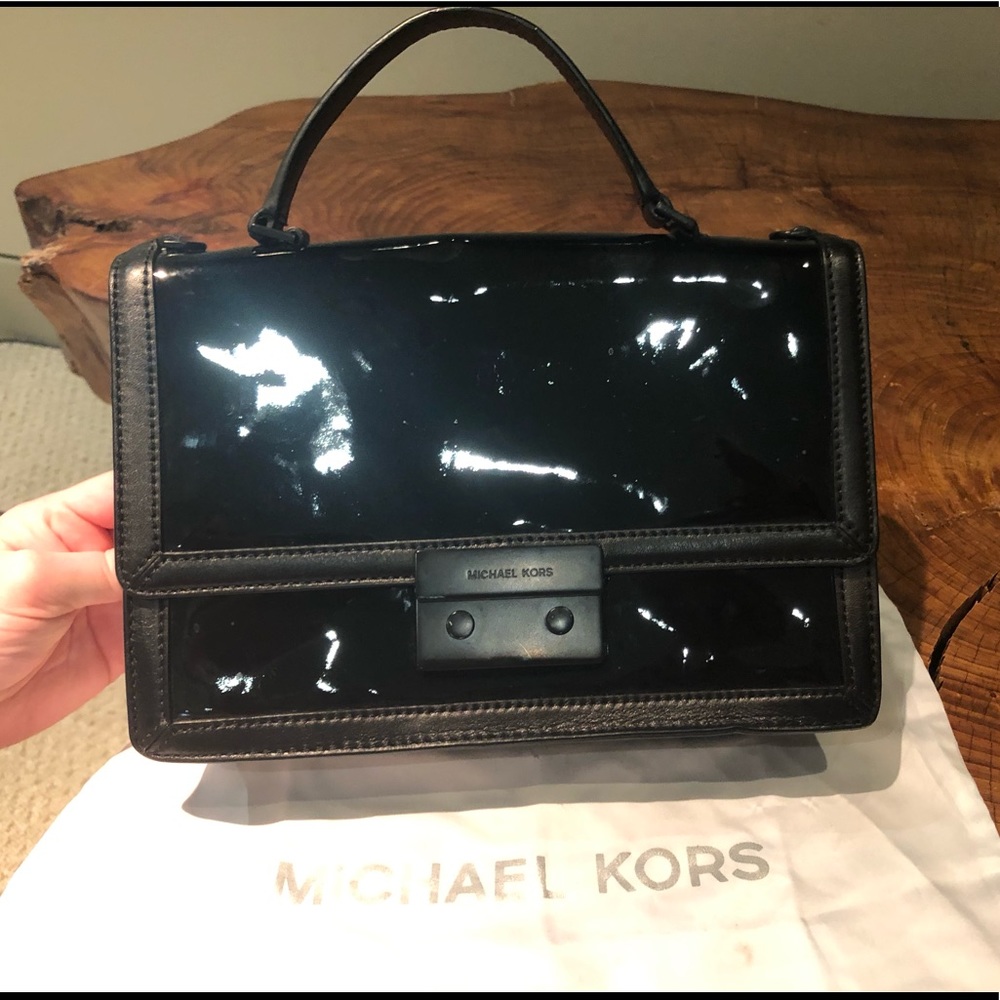 Michael Kors Black patent Side Body/clutch purse